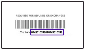 Example receipt with Txn number